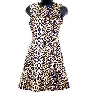 Asos Womens Size US 2 Animal Print Fit and Flair Dress Scuba Stretch Sleeveless